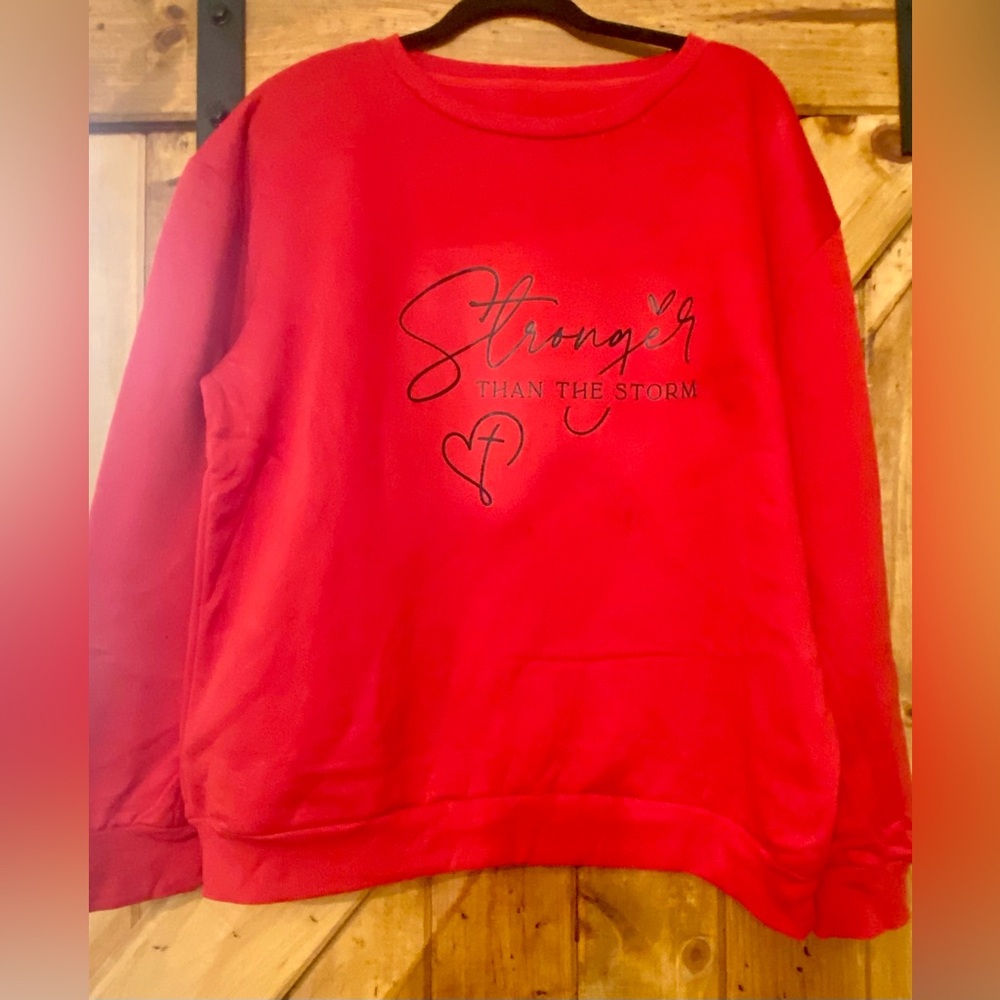 Red Women's Sweater - Stronger Than The Storm